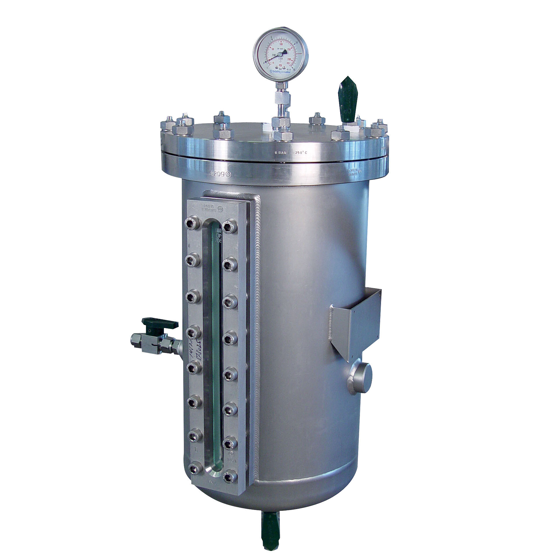 long sightglass on pressure feed tank