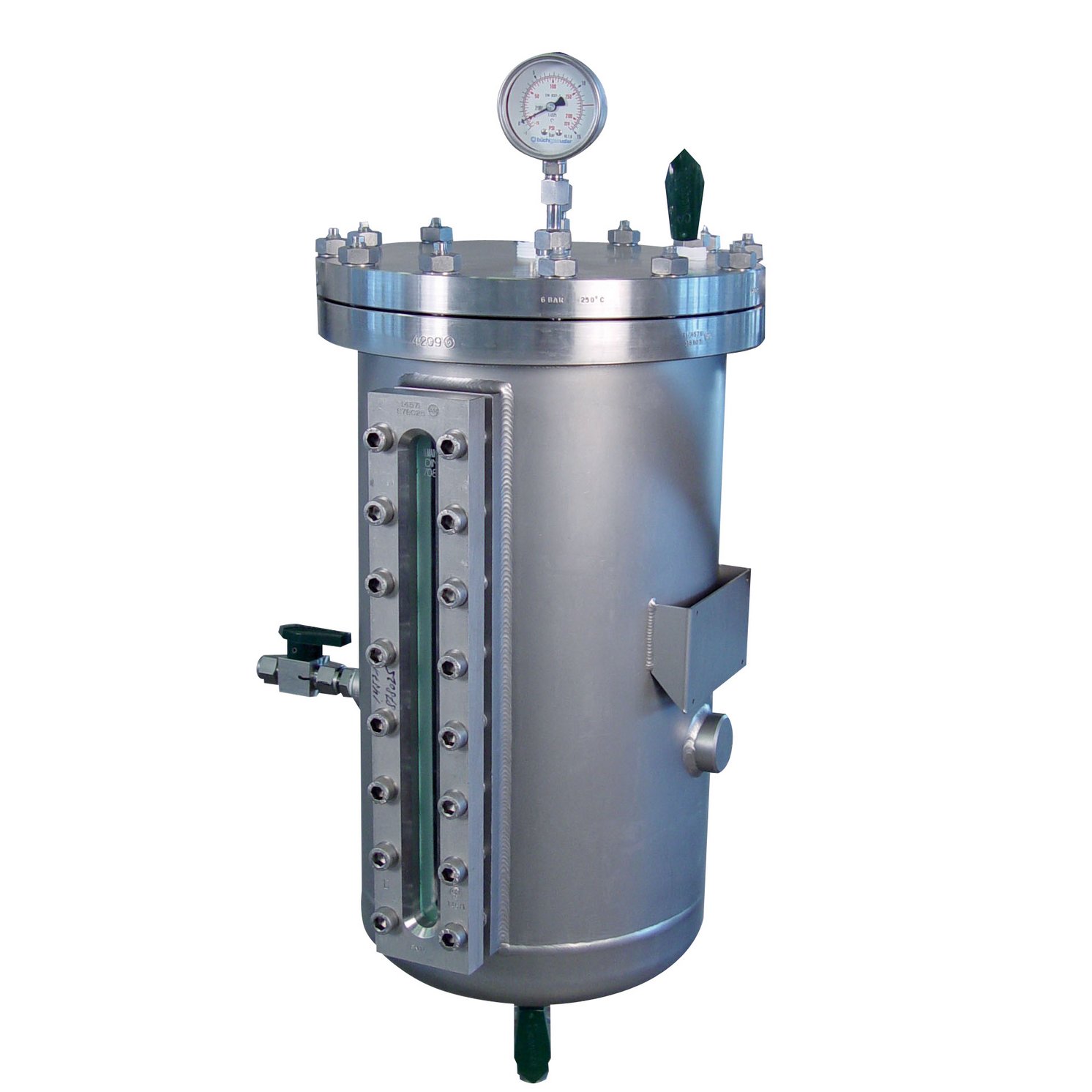 long sightglass on pressure feed tank
