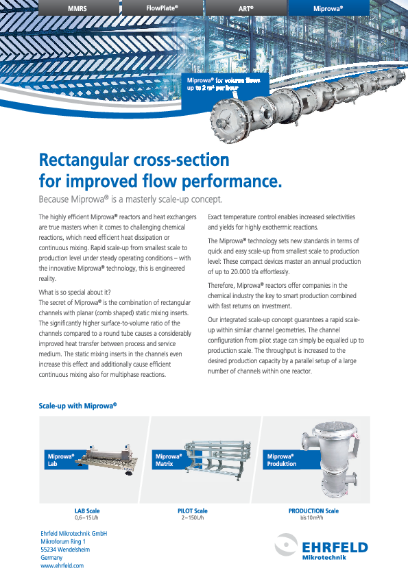 Microreactor Ehrfeld Miprowa®
