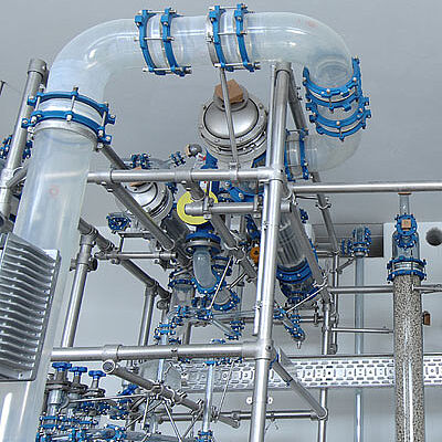 Overhead with SiC shell & tube type heat exchangers