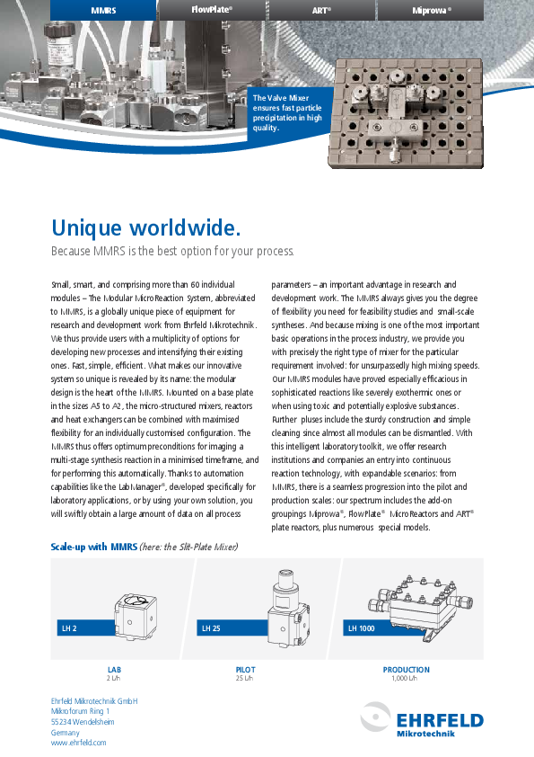 Microreactor Ehrfeld MMRS