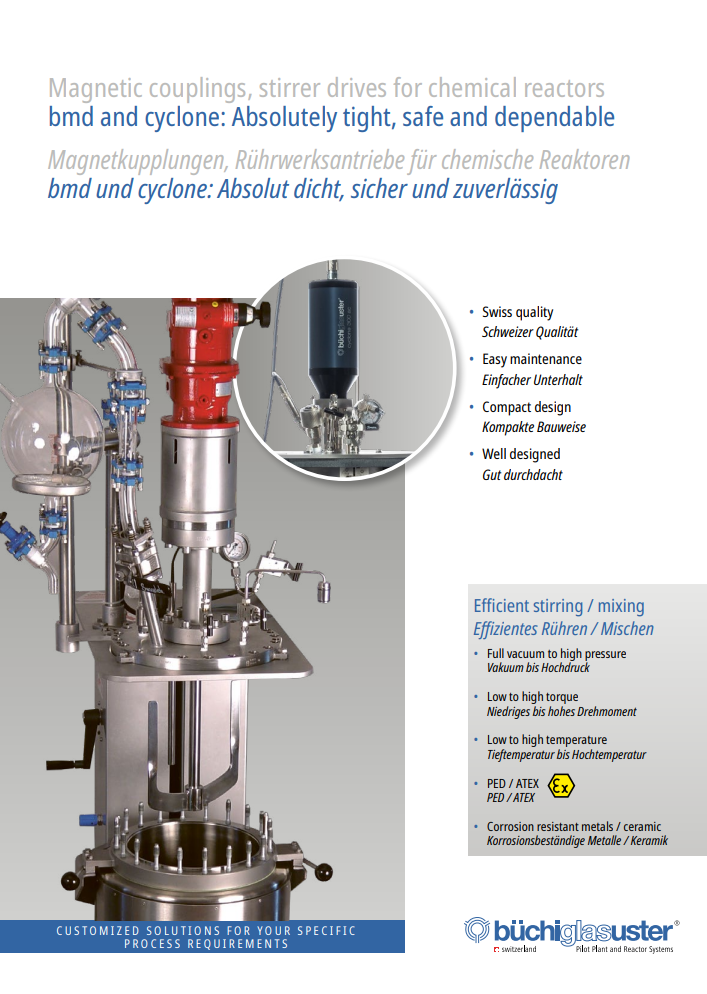 Stirrer drives - magnetic couplings, full vacuum - high pressure