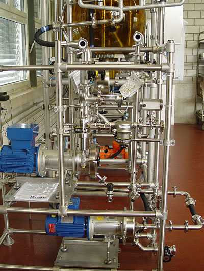Piping with circulation pumps, skid mounted