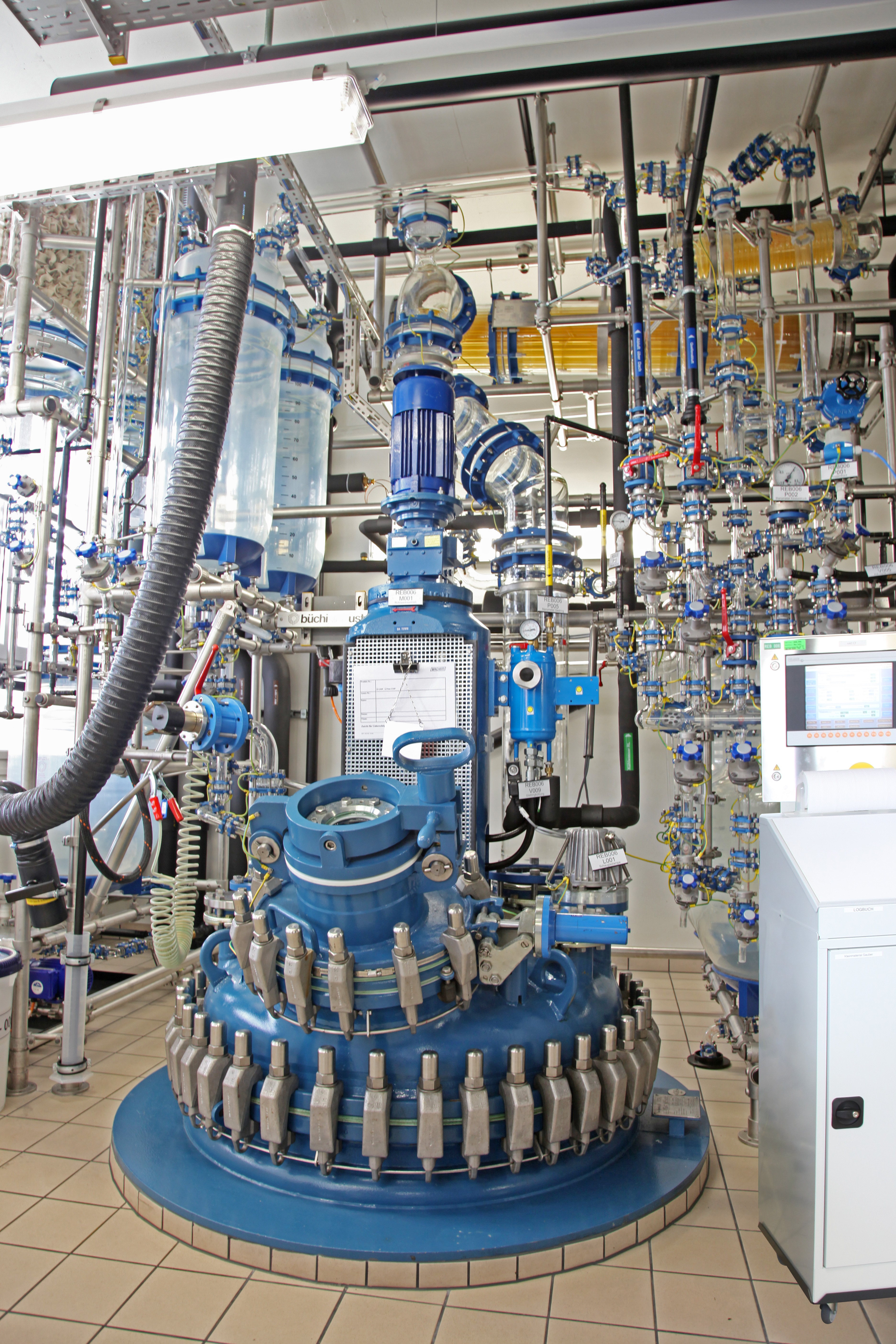 BE type glass lined reactor with glass overhead