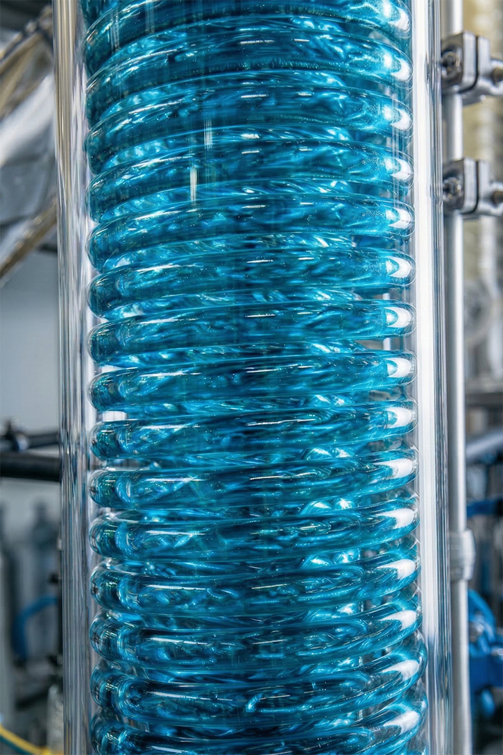 Spiral glass heat exchangers with surface areas from 0.1m2 up to 1.6m2