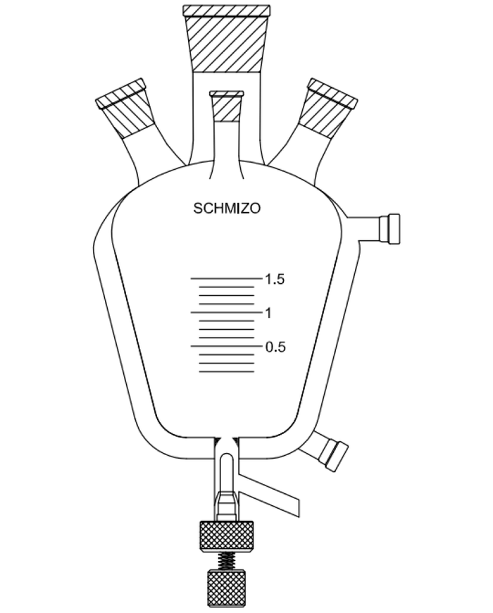 Jacketed sulphonating flask with bottom outlet