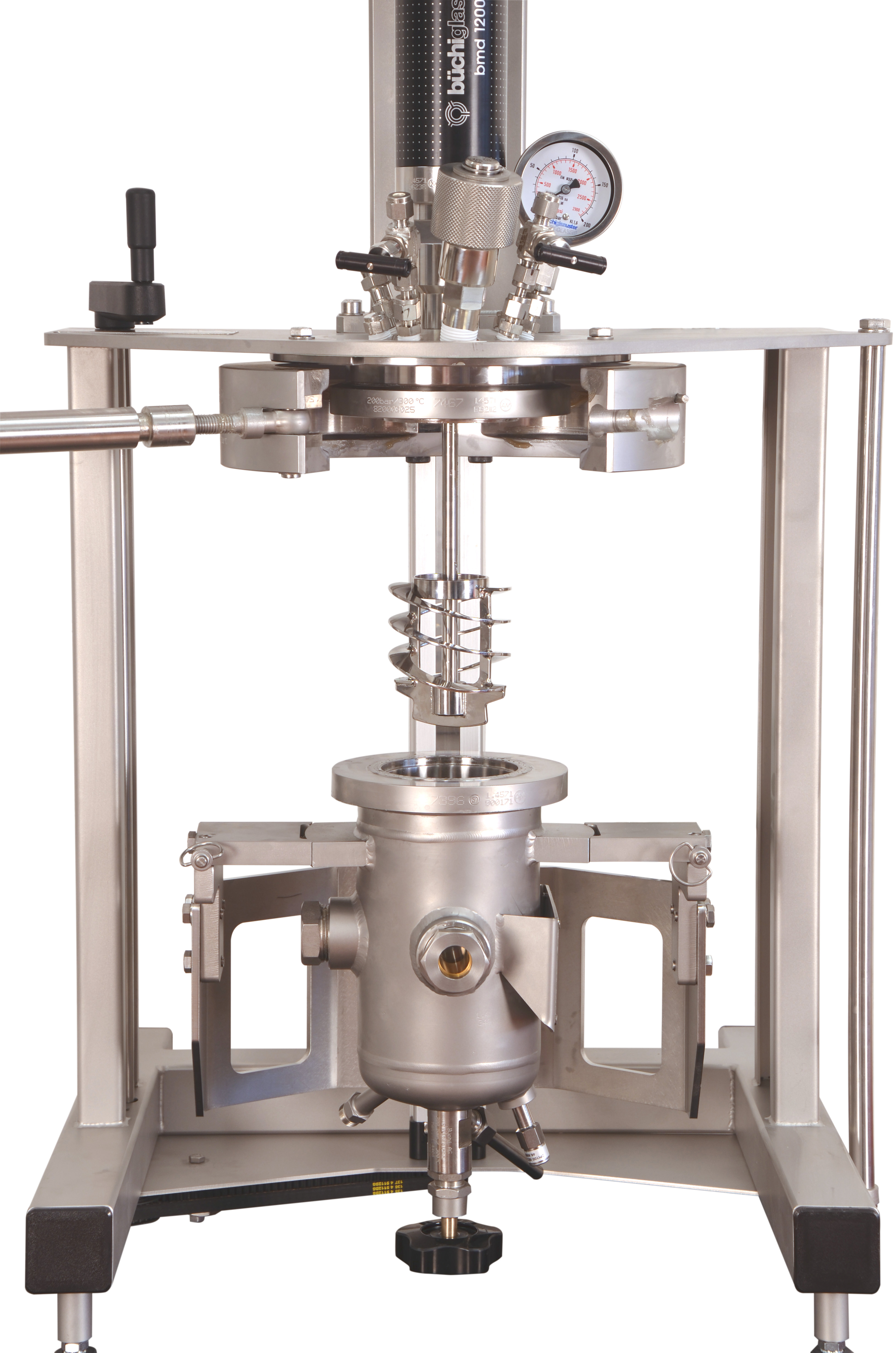 1 liter, 250 bar pressure reactor sightglass, high viscosity stirrer drive