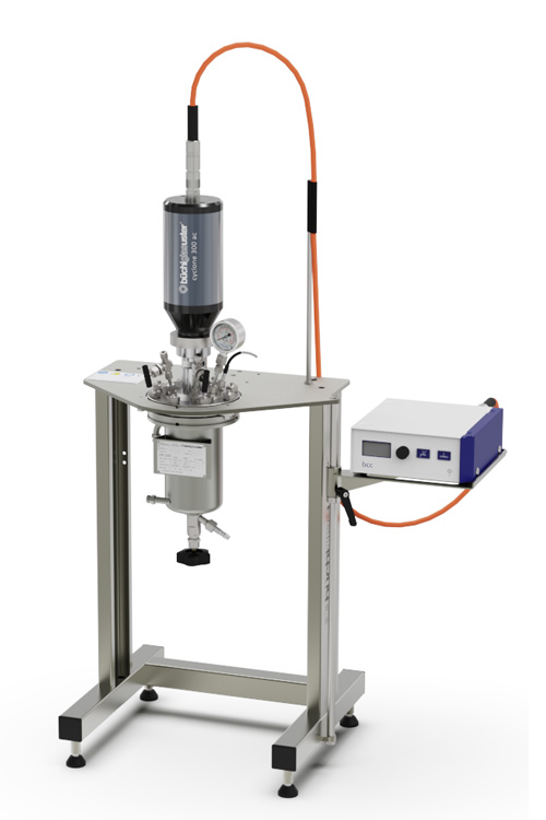 pressure reactor - versoclave® - interchangeable steel and Hastelloy reaction vessel Fast Action Closure, Reactor Lift 