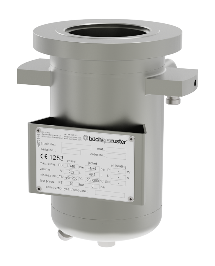 pressure metal vessel with heating jacket