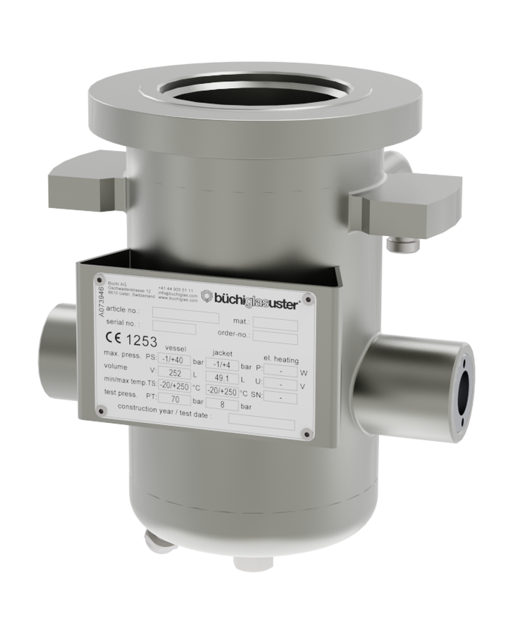 pressure metal vessel with heating jacket and sight glass