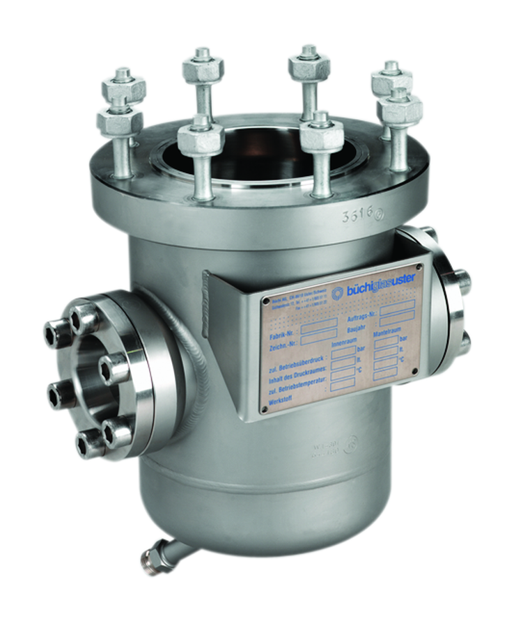pressure metal vessel with heating jacket and sight glass